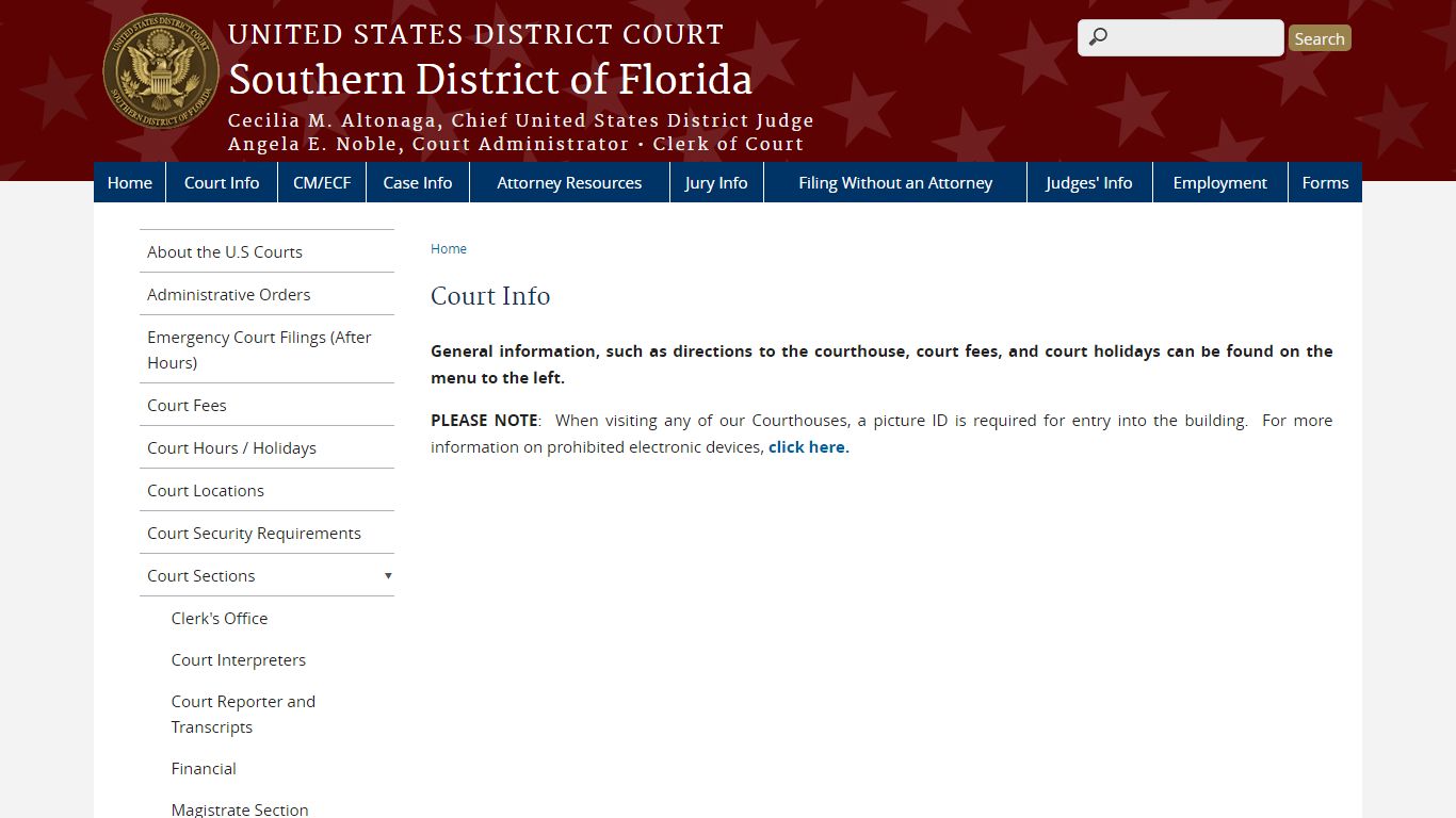 Court Info | Southern District of Florida - United States Courts