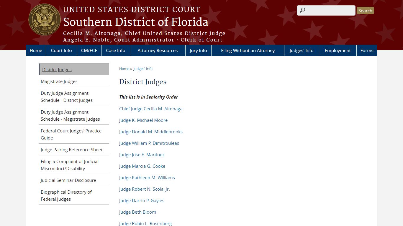 District Judges | Southern District of Florida | United States District ...