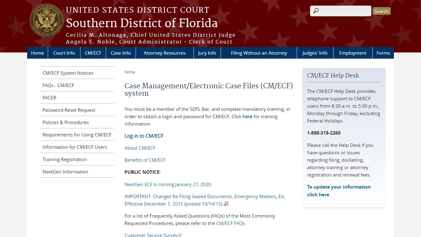 Case Management/Electronic Case Files (CM/ECF) system | Southern ...